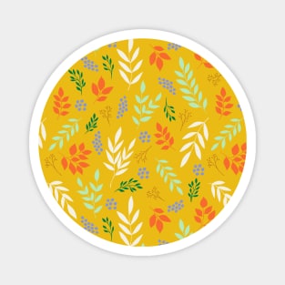 Pretty tiny leaves botanical pattern in mustard yellow Magnet